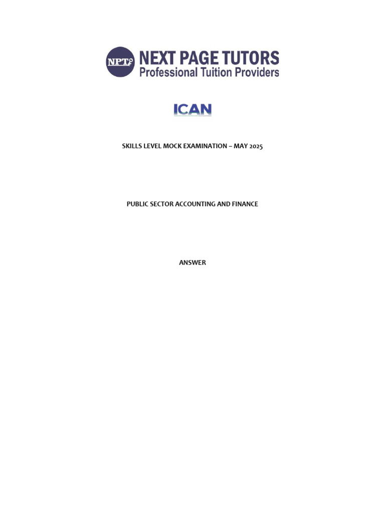 NPT - PSAF Mock Exam For May 2025 - A | PDF | Government Budget Balance ...