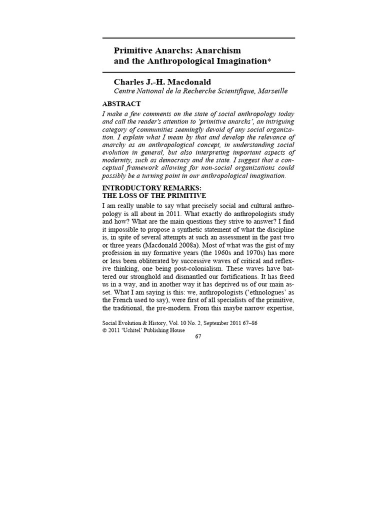 Primitive Anarchs - Charles J.H. Macdonald | PDF | Anarchy | Anarchism