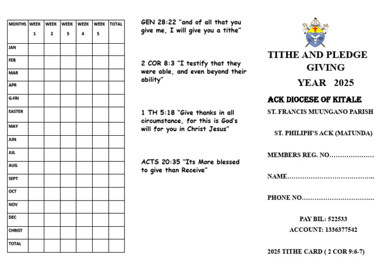 2025 Tithe and Pledge Card Template | PDF