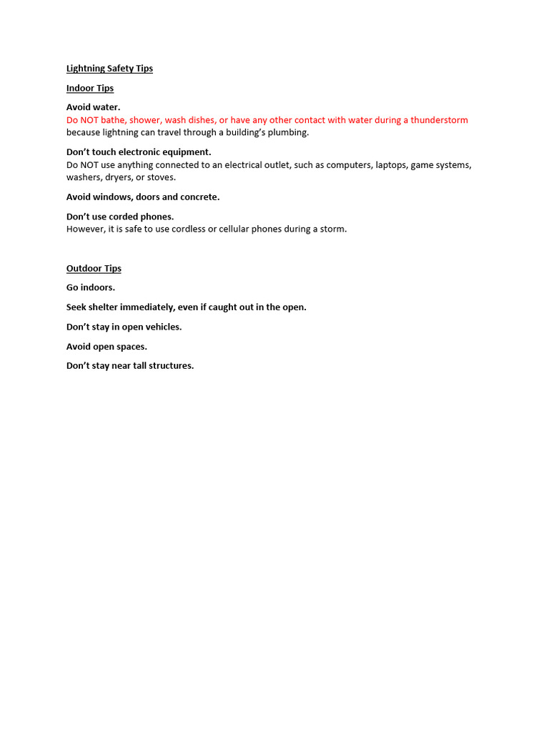Essential Lightning Safety Guidelines | PDF