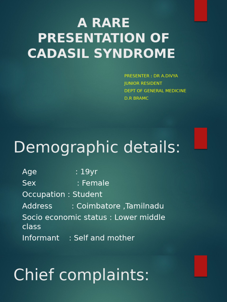 CADASIL Syndrome Case Study: Optic Neuritis | PDF | Headache | Clinical ...