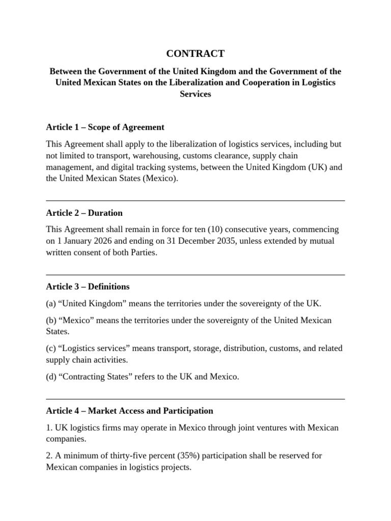 Contract | PDF | Logistics | Market Access