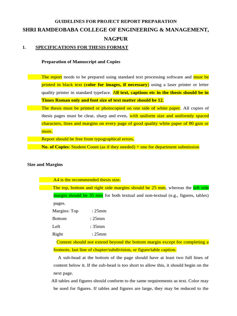 Minor (DS) - Guideline For Thesis Preparation RG | PDF | Thesis ...