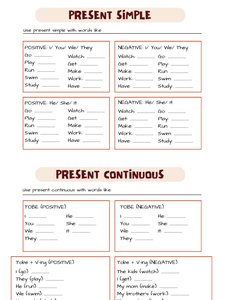 Use Present Simple With Words Like | PDF