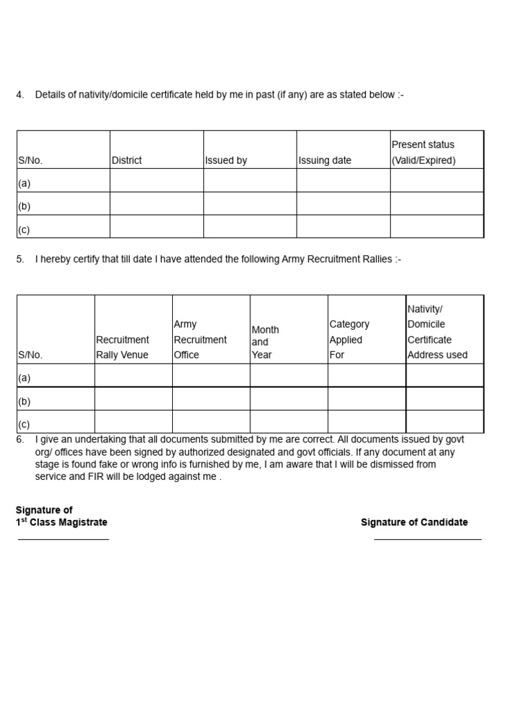Nativity Certificate and Recruitment Details | PDF