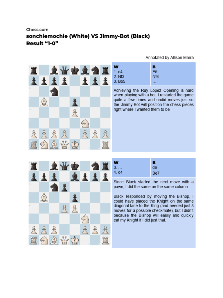 Chess Game Analysis: Ruy Lopez Victory | PDF | Traditional Board Games ...