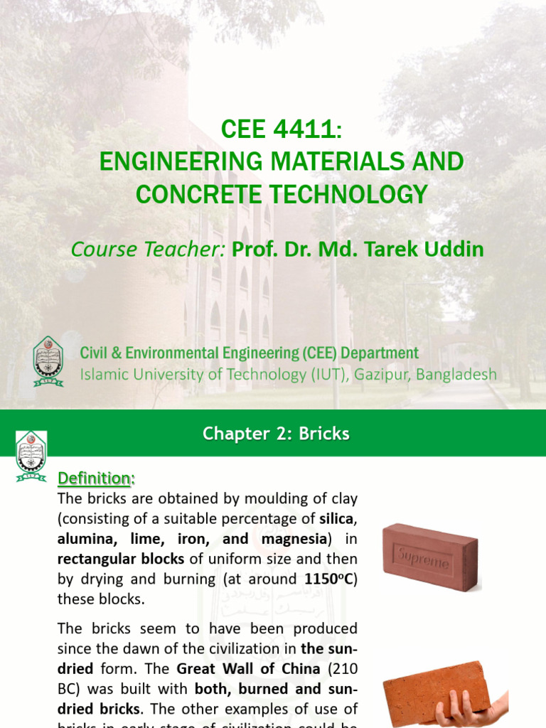 Chapter-02 Bricks Engineering Materials | PDF | Brick | Masonry