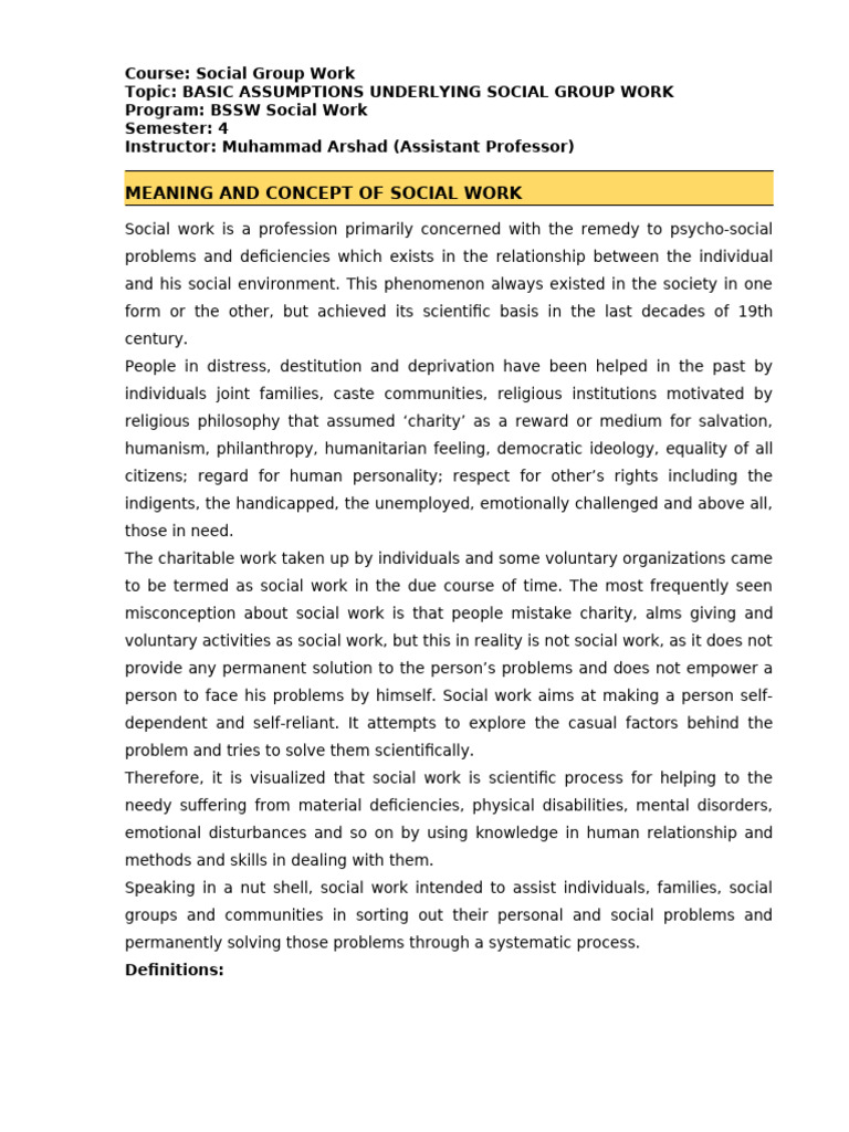 Complete Notes For Social Group Work BS Semester 5 Session 2025-27 ...