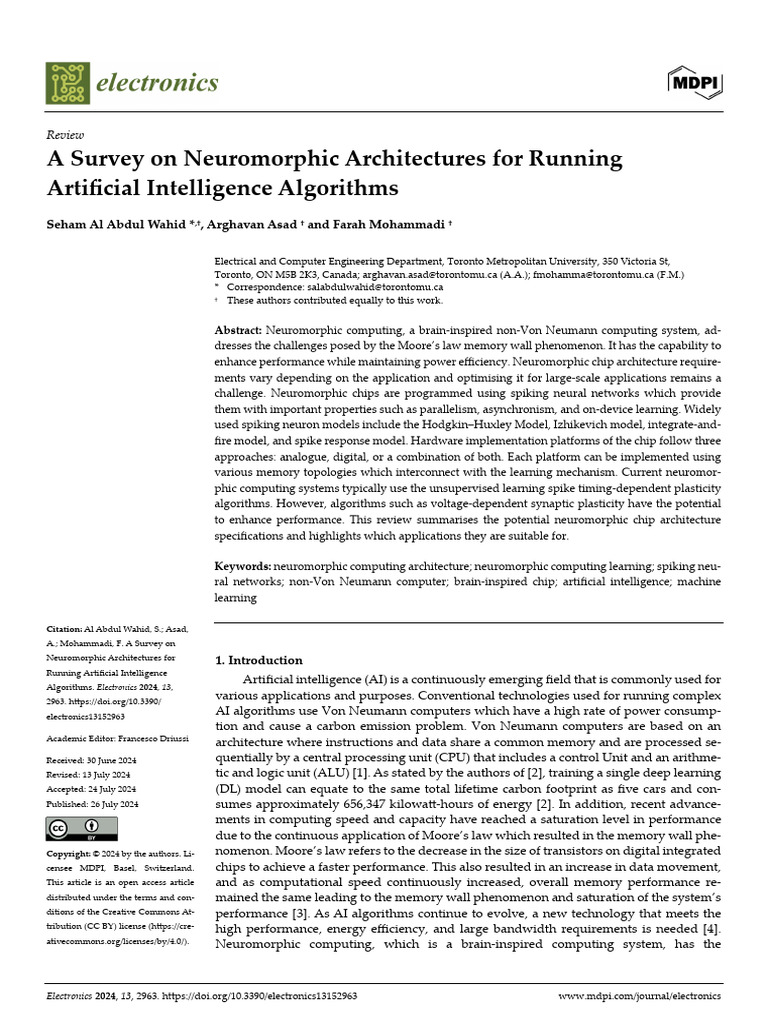 Neuromorphic Architectures for AI Algorithms | PDF | Field Programmable ...