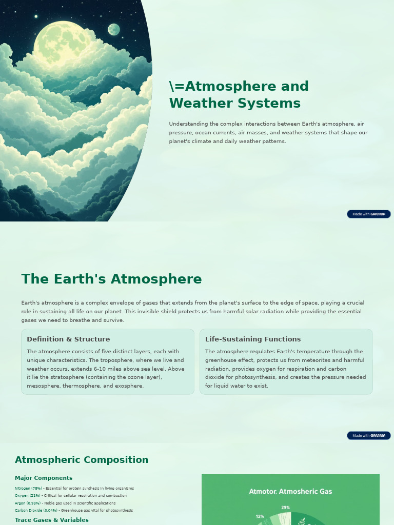 Atmosphere and Weather Systems Explained | PDF | Atmosphere Of Earth ...