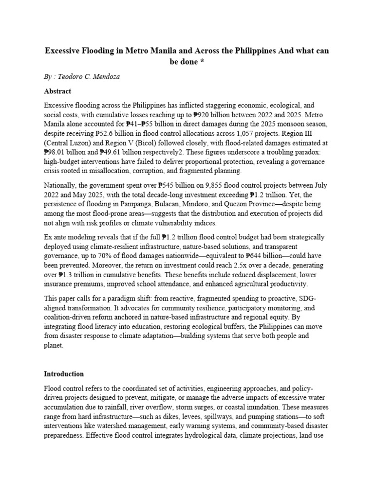 Flooding Crisis in Metro Manila: Costs & Solutions | PDF | Flood ...