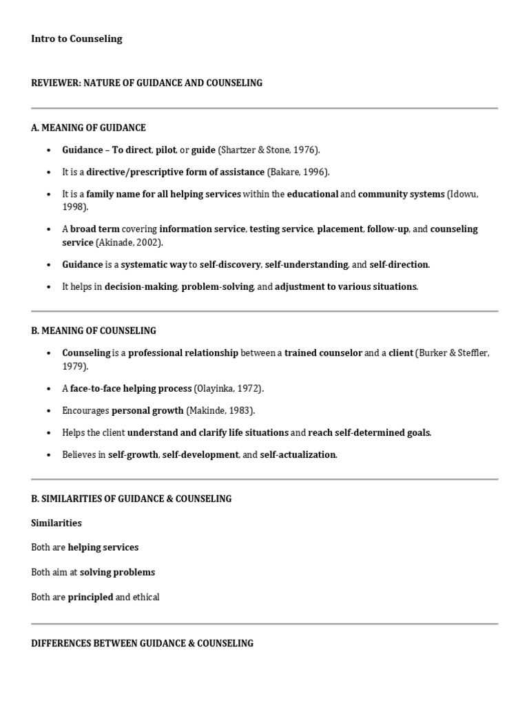 Introduction to Guidance and Counseling | PDF | Psychology | School ...