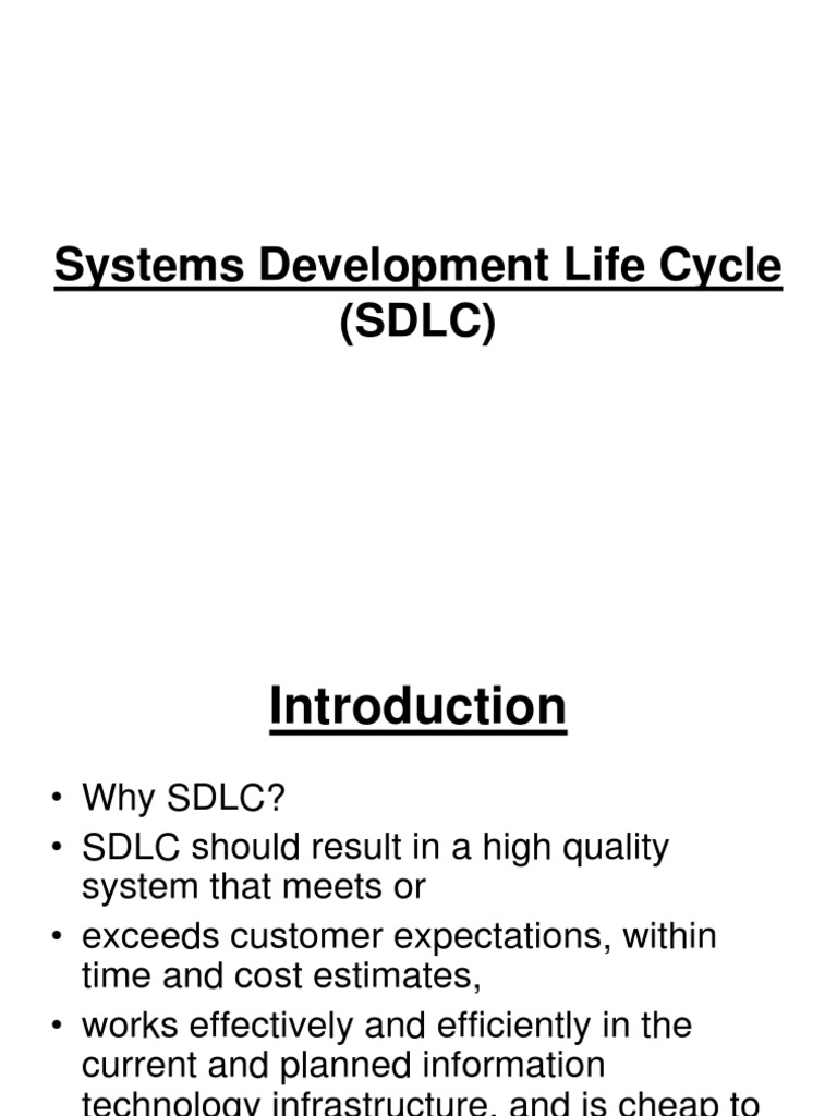 Overview Of Systems Development Life Cycle Pdf Areas Of Computer