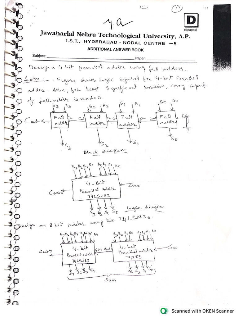 4 Bit Parallel Adders | PDF