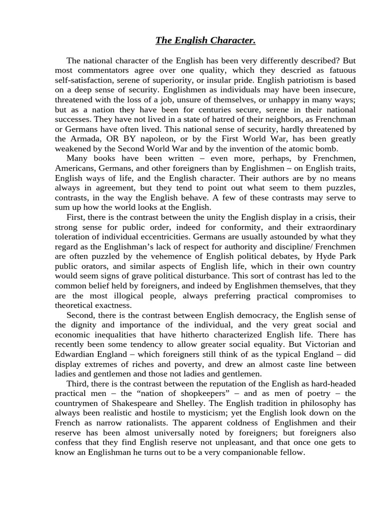 Understanding the English Character | PDF | Forests