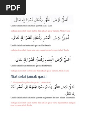 Niat Solat Jamak Qasar
