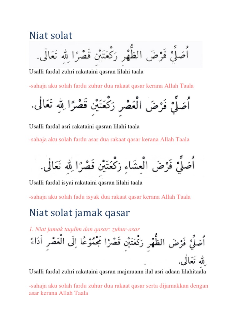 Niat Solat Jamak Qasar Pdf