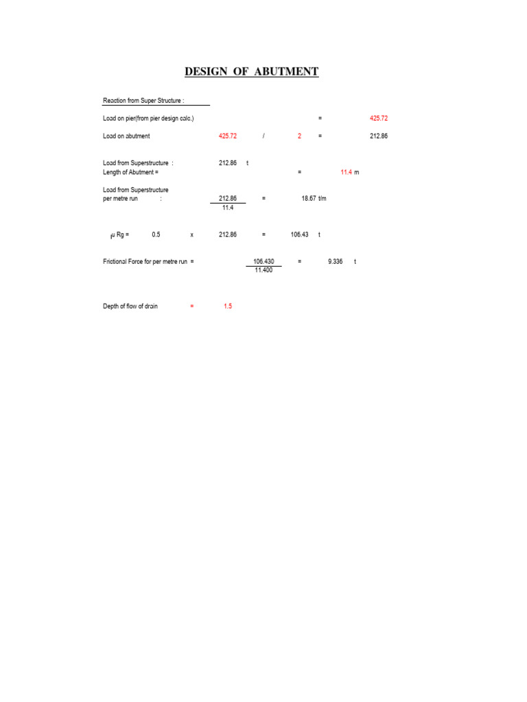Abutment Design Load Calculations | PDF | Civil Engineering ...