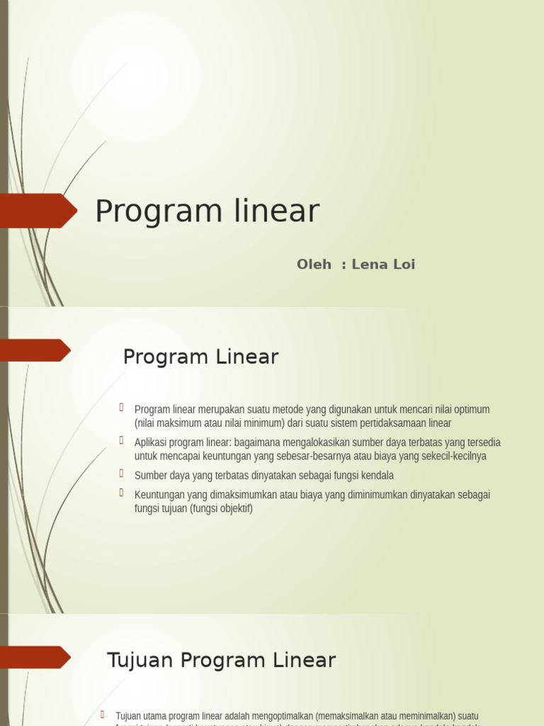 Panduan Program Linear untuk Optimasi | PDF