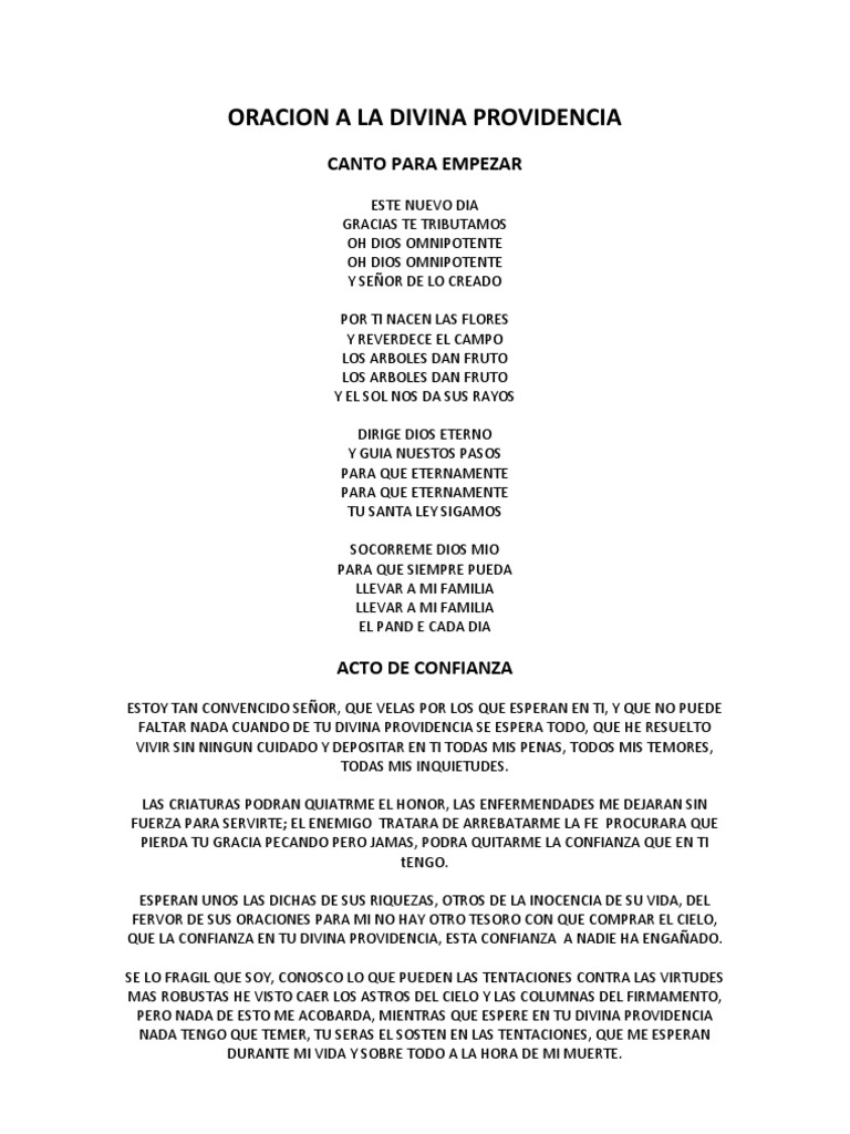Oracion a La Divina Providencia