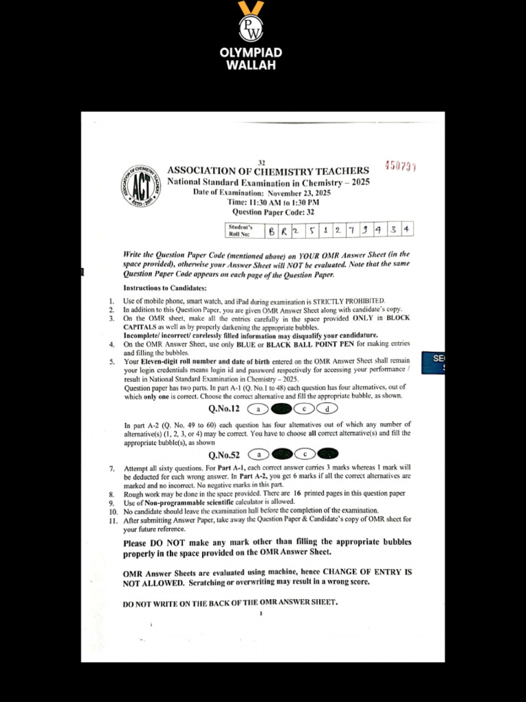 Nsec 2025 (Question Paper) | PDF