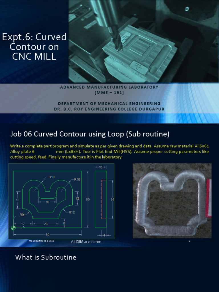 Mme 191 Curved Contour on Cnc Mill | PDF | Mechanical Engineering ...