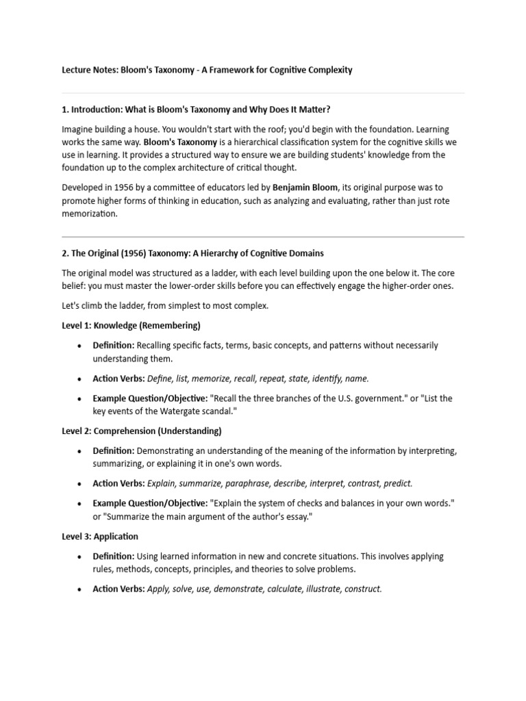 Bloom's Taxonomy Explained: Cognitive Skills | PDF | Behavioural ...
