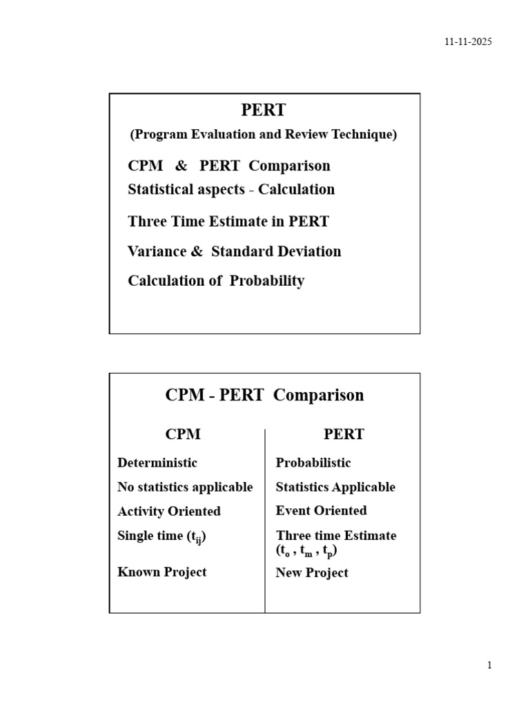 PERT and CPM Project Analysis Guide | PDF | Statistical Theory ...