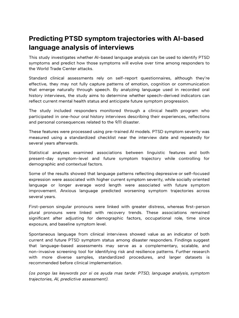 Gússem - Predicting PTSD Symptom Trajectories With AI-based Language ...