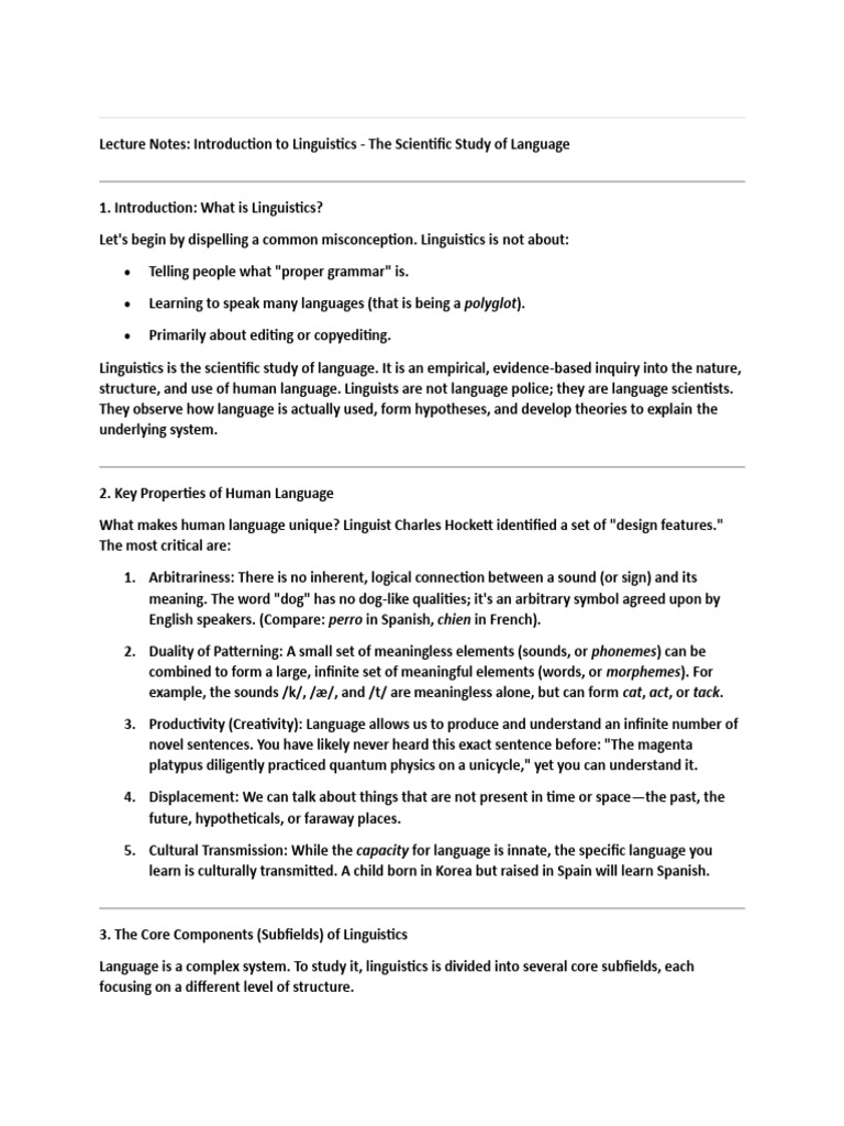 Introduction to Linguistics Overview | PDF | Word | Linguistics
