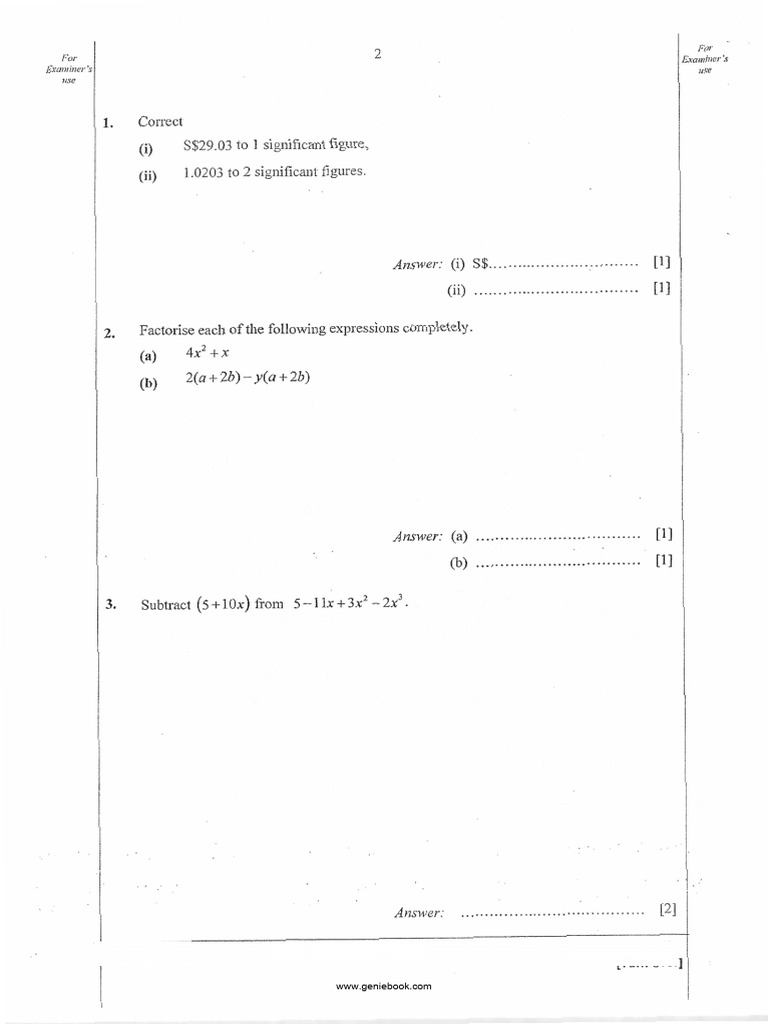 Secondary 1 Maths SA2 2018 5 | PDF