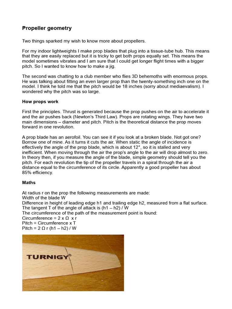 Understanding Propeller Geometry and Pitch | PDF | Propeller | Aerospace