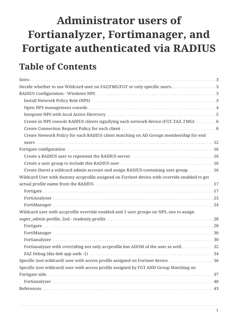 RADIUS Authentication for Fortinet Admins | PDF | Radius | Active Directory