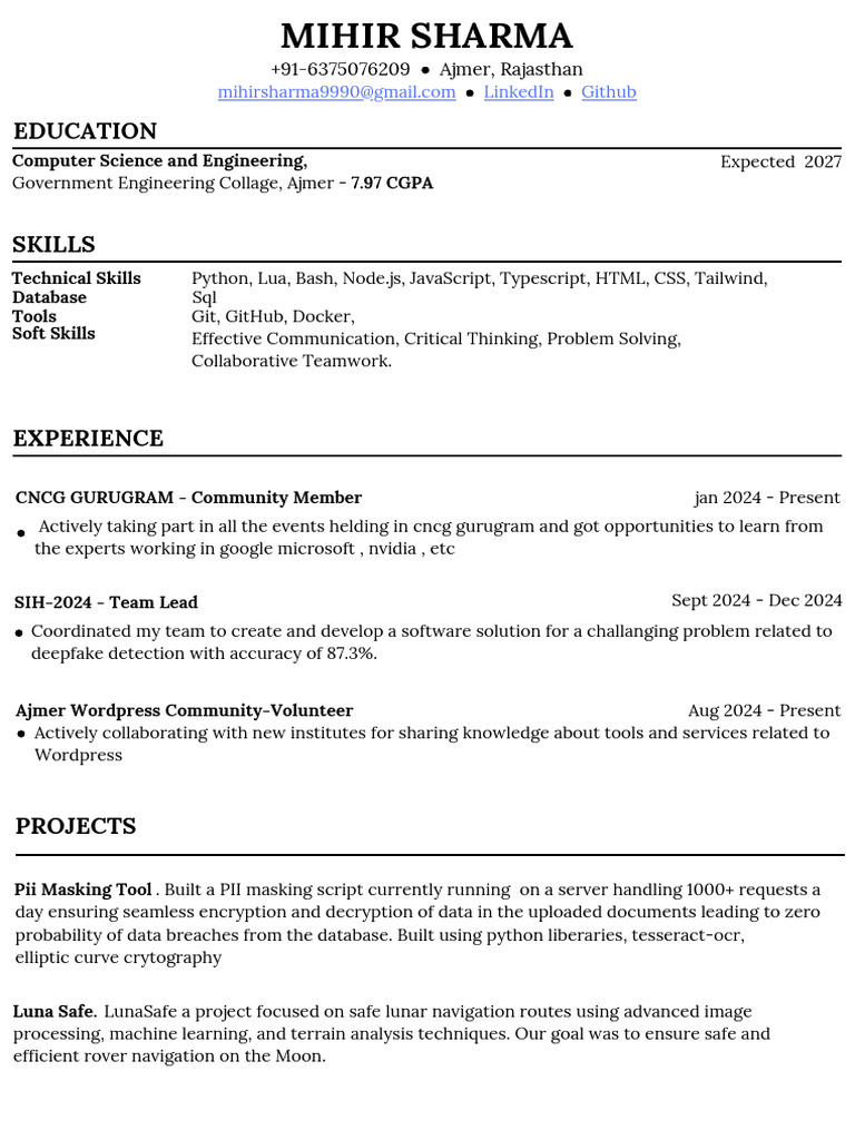 Mihir Sharma: Computer Science Profile | PDF