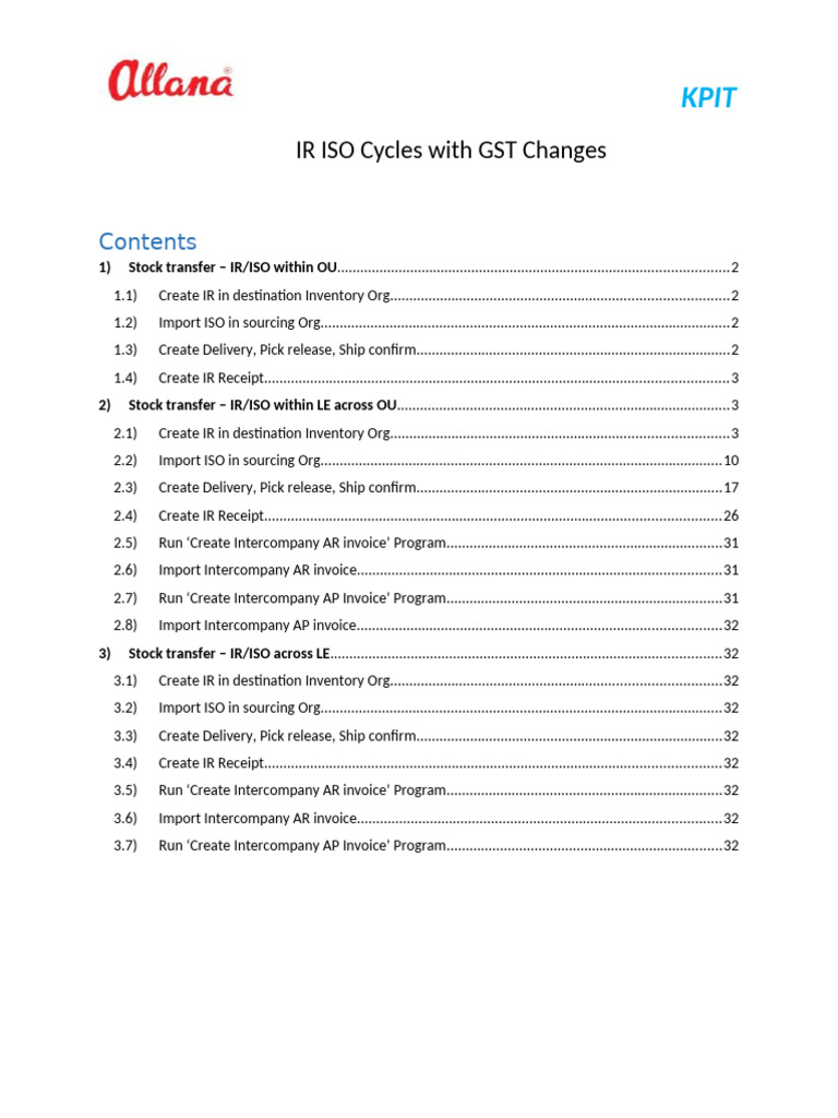 IR/ISO Stock Transfer Guide with GST | PDF | Receipt | Invoice