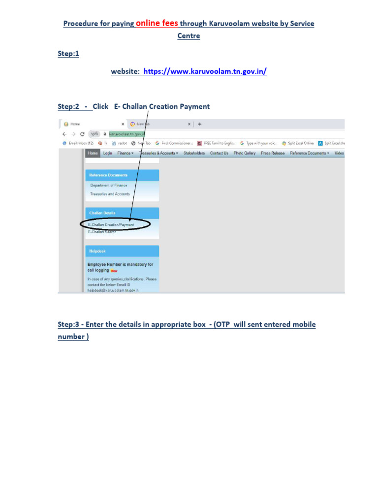 Online Fee Payment Guide for Karuvoolam | PDF