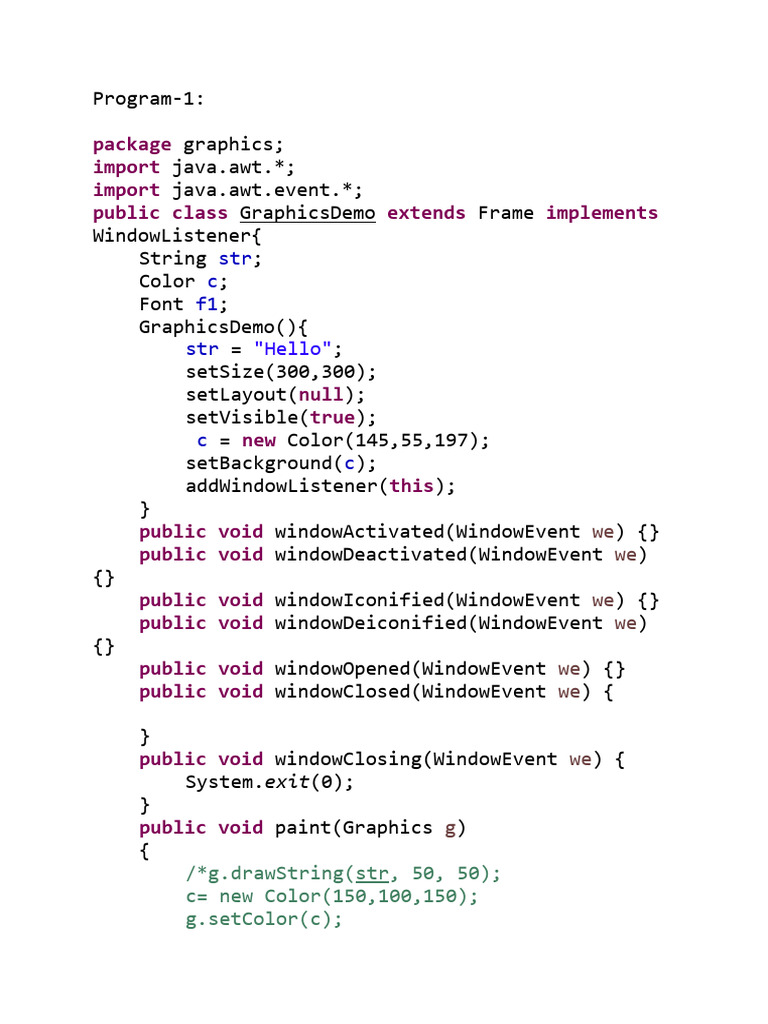 Java Graphics Programming Examples | PDF | Java Platform | Software