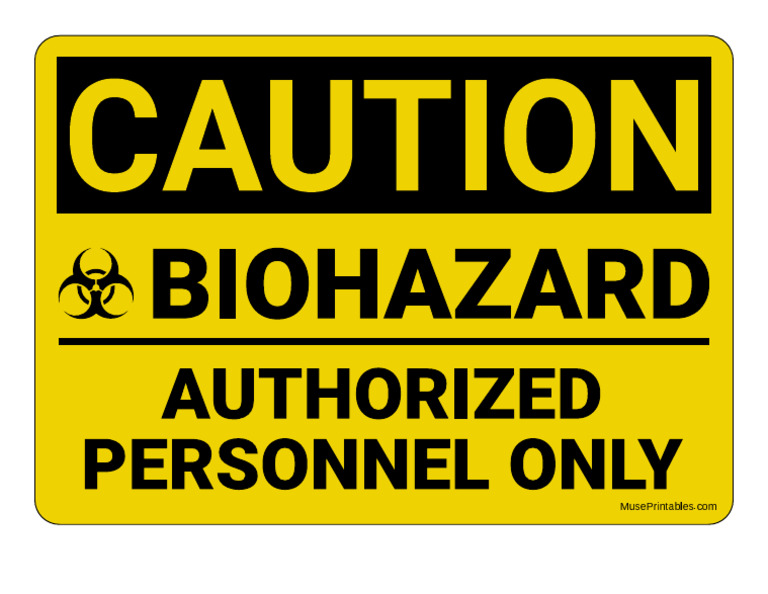 Biohazard Authorized Personnel Only Caution Sign Watermarked | PDF