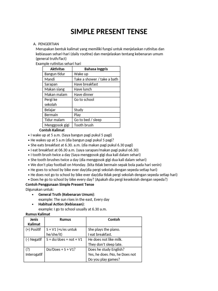 Panduan Simple Present Tense Lengkap | PDF