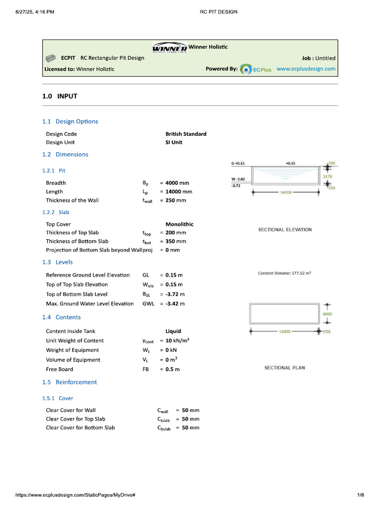 Ug Tank Design Using Ecplus | PDF