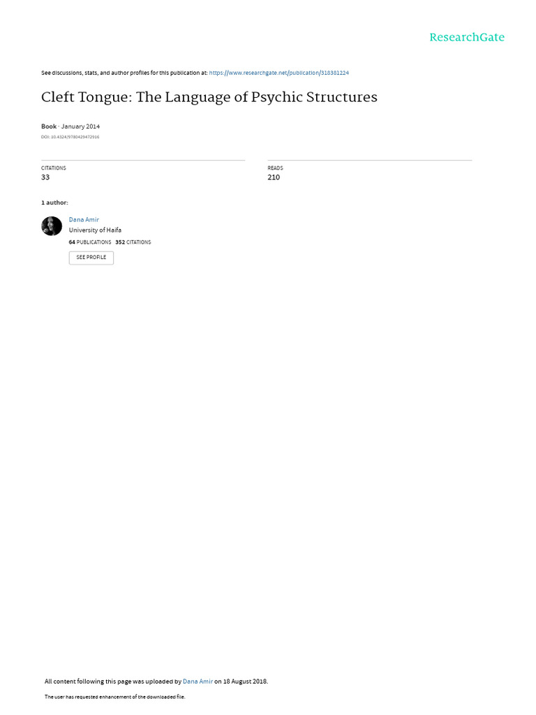 Cleft Tongue: Psychic Structures Explored | PDF | Psychoanalysis ...