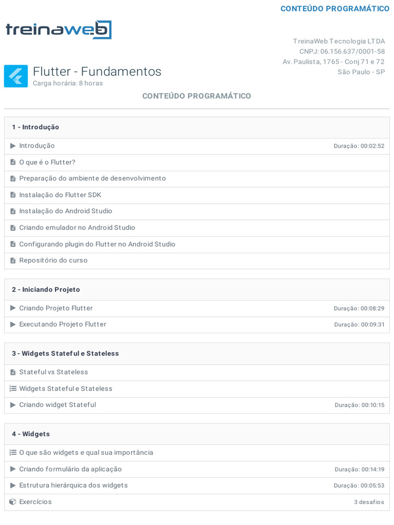 Fundamentos do Flutter em 8 Horas | PDF | Software de sistema ...