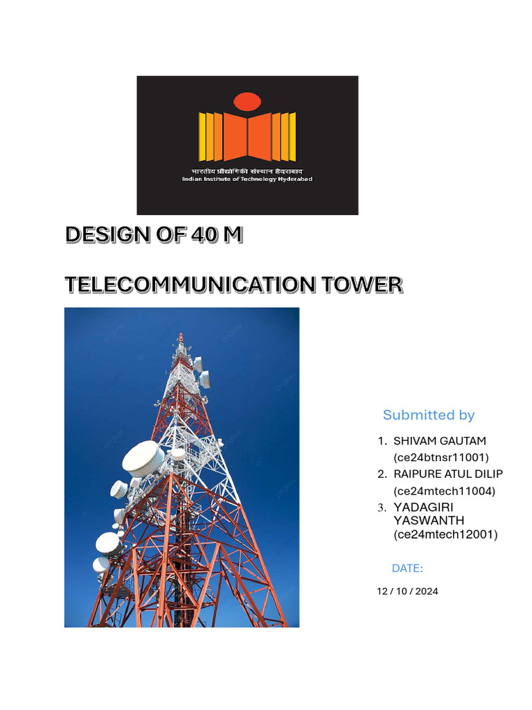 Structural Design of 40m Telecom Tower | PDF | Structural Engineering