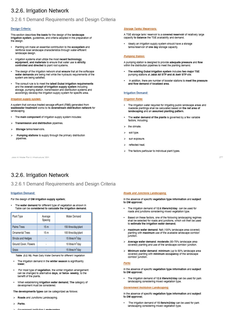 Jabal Ali Irrigation Network Design Guide | PDF | Pump | Irrigation