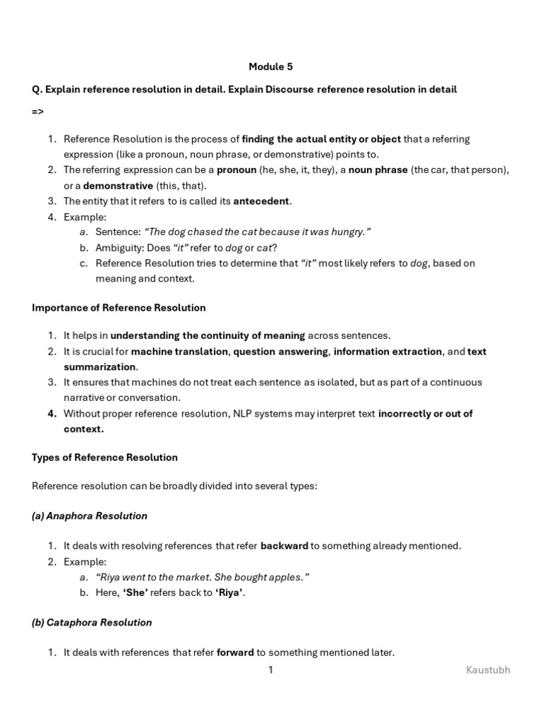 Understanding Reference Resolution in NLP | PDF | Pronoun | Parsing