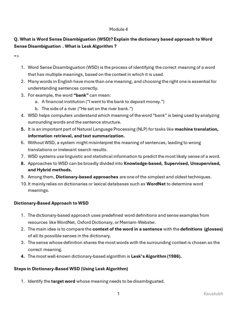 Kstubh Mod 4 Nlp | PDF | Semantics | Lexical Semantics