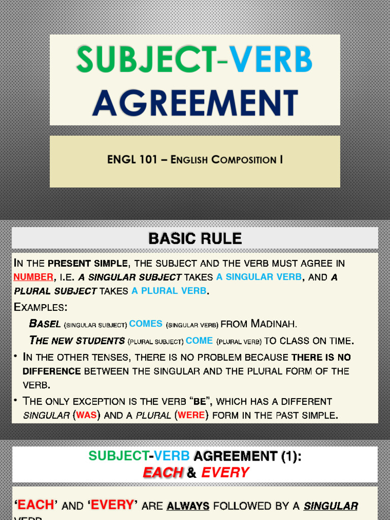 Subject Verb Agreement | PDF | Verb | Grammatical Number