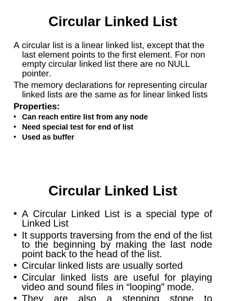 Circular Linked List Data Structure - Jabarani - Taing | PDF