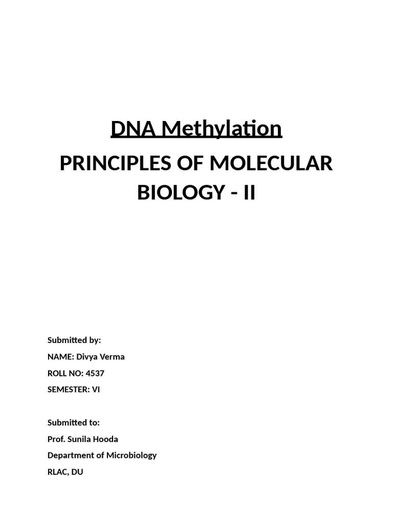 DNA Methylation | PDF | Dna Methylation | Gene
