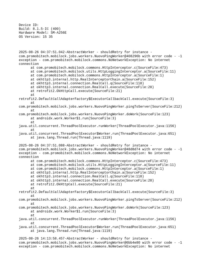 NuovoPingWorker Network Errors Log | PDF | Java (Programming Language ...